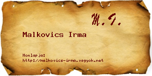Malkovics Irma névjegykártya